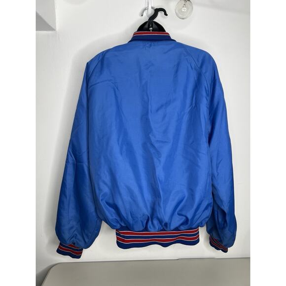 Vtg Blue Holloway Satin Snap Up Bomber Jacket Made In USA Steel Mining Size Med - Picture 7 of 16